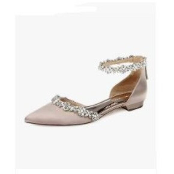 XYD Women Classic Pointed Toe D'Orsay Wedding Flat Sandals Sparkly Rhinestones A - Picture 1 of 8